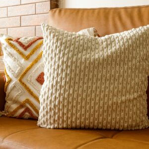 Double-Sided Cushion Cover – Clay & Cream