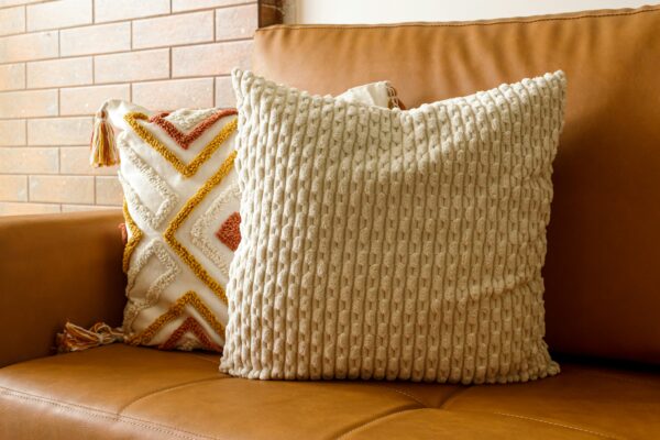 Double-Sided Cushion Cover – Clay & Cream